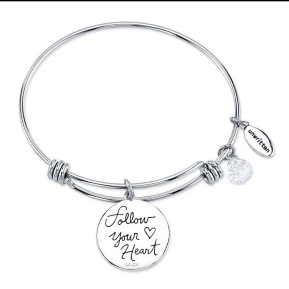 NWT Unwritten Bracelet Follow Your Heart Silver Plated Charms - Picture 3 of 4